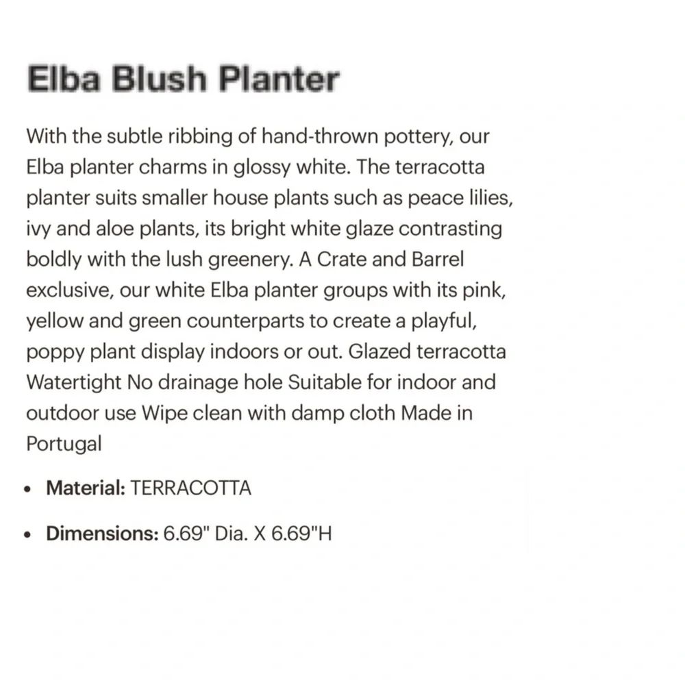 Crate & Barrel Elba Blush Planter